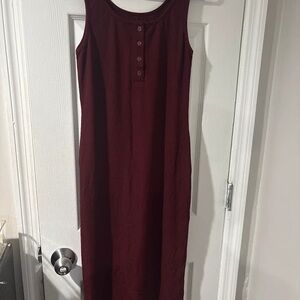 LuLaRoe Wine Sleeveless Midi Dress with Buttons